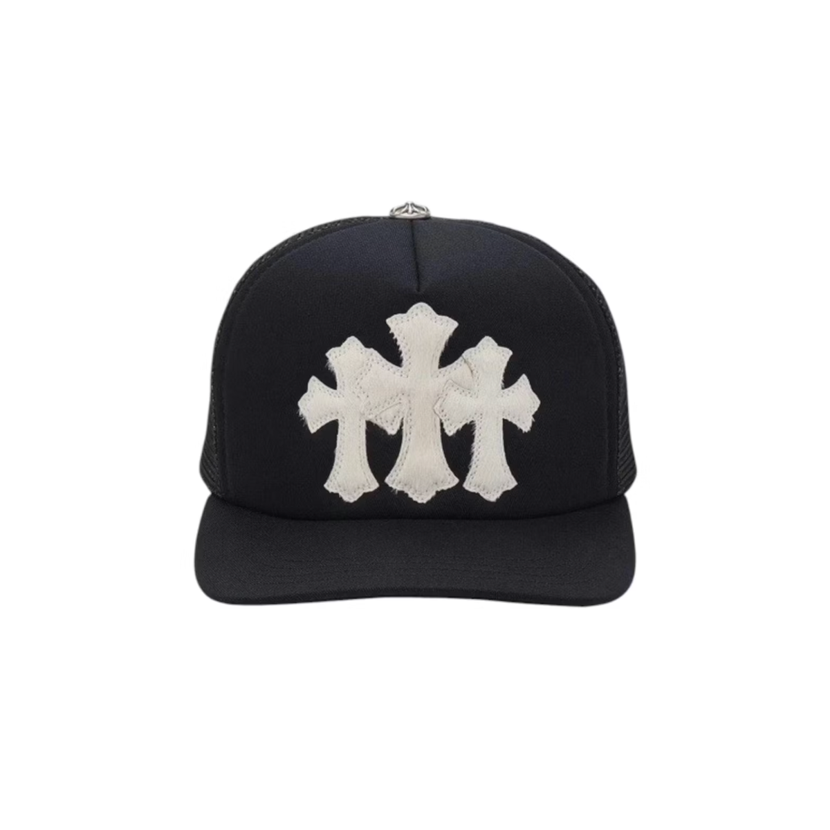 Chrome Hearts White Cemetary Cross (Pony Hair) CH Trucker Hat