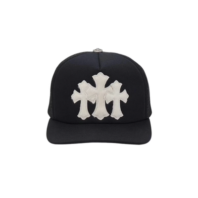 Chrome Hearts White Cemetary Cross (Pony Hair) CH Trucker Hat