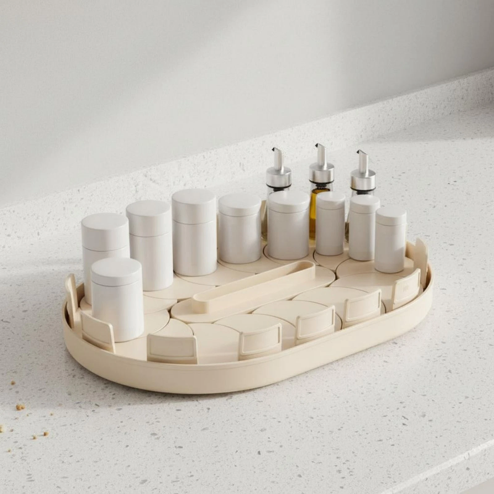 Pull-out Turntable Organizer Space Saving Rotating Refrigerator Tray for