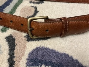 VINTAGE 1995 Polo Ralph Lauren Brown Leather Belt Sz 40in Total W/Brass
