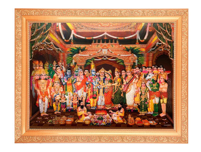 Srinivasa Kalyanam 5D Effect Art Work Photo In Golden Frame Big (14 X 18 Inch)