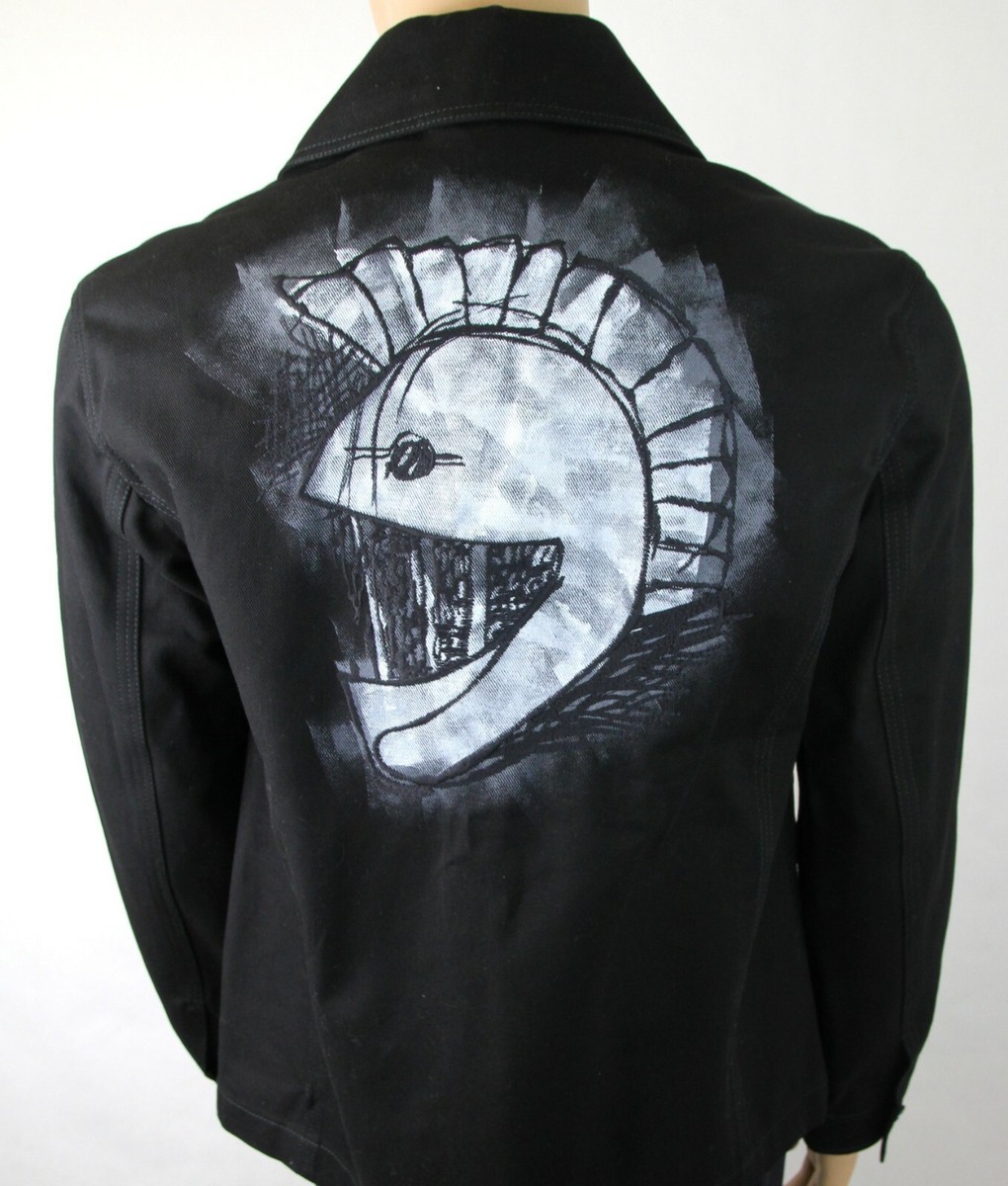 $1595 Burberry Men's London Black Canvas Mohawk Face Paint Jacket