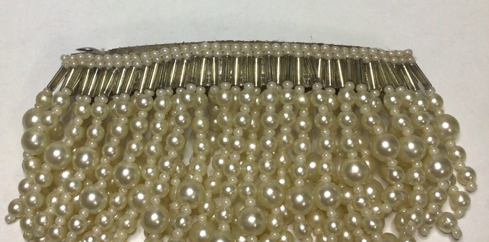 Pinza para el cabello estilo aleta imitación perla cuentas colgante pasador 3 1/8 pulgadas de largo Foto 3 de 4