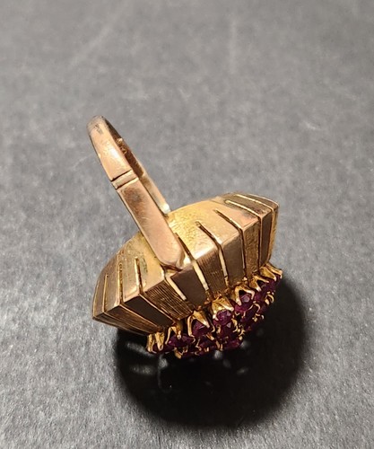 Mid Century/Vintage 14k Rose Gold Statement Ring Set With 35 Rubies - Picture 13 of 19