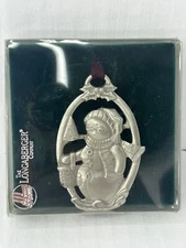 Longaberger ~ HOLIDAY PEWTER SNOWMAN ~ Basket Tie On/XMAS ORNAMENT~ NEW