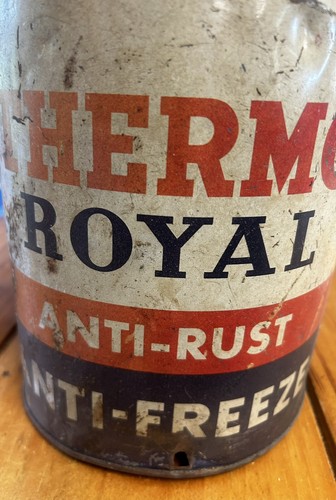 100% ORIGINAL ~ 1940s era THERMO ROYAL ANTI FREEZE Old Display Tin 1 Gallon Pics - Picture 7 of 7