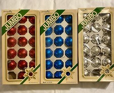 Pyramid Glass Christmas Ornaments- 1 3/4"- Made in USA 3 boxes 52 balls