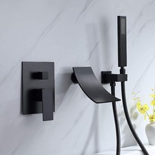 Black Shower Faucet Set with Valve Bathroom Tub Faucet Hand Shower Wall Mounted