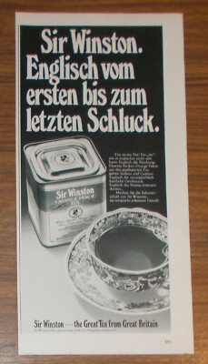 Rare Advertising SIR WINSTON TEA Tea English From First To Last Sip 1970