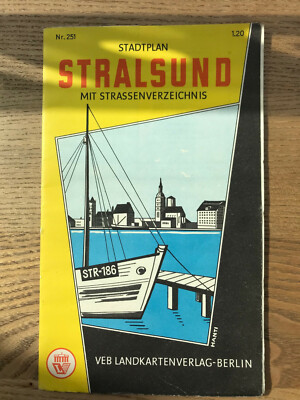 1966 STRALSUND city map/ Stadtplan DDR, VEB Landkartenverlag