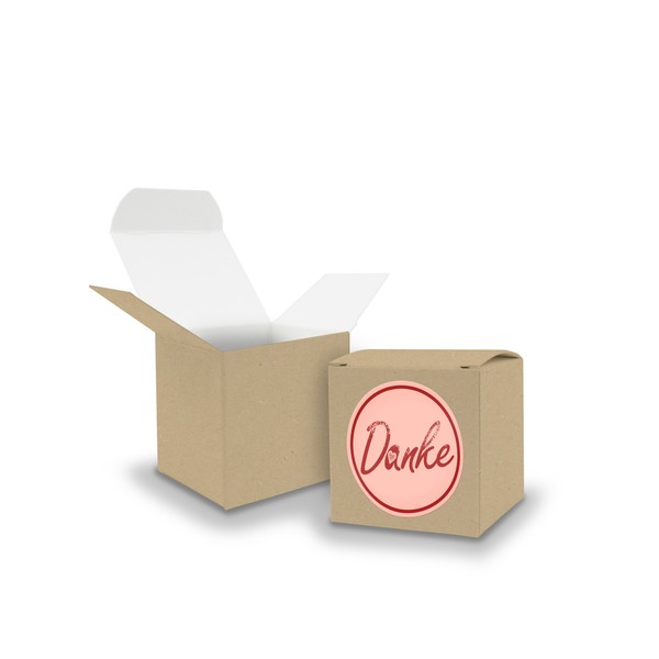 Itenga Set Danke (Motiv1) 24Xfaltschachtel WüRfel 5Cm Braun Sticker Gastgeschenk-image