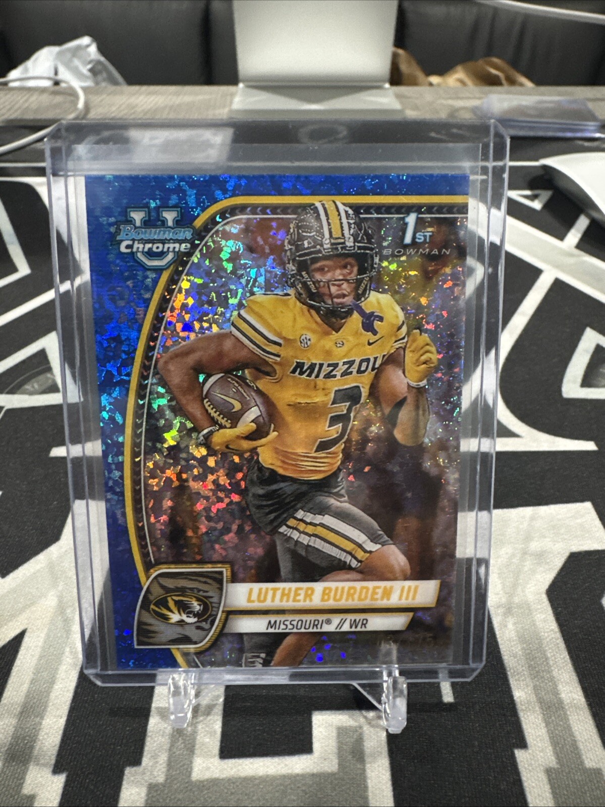 Luther Burden III 2024 BOWMAN U CHROME 123 BLUE MINI DIAMOND REFRACTOR /175 1st