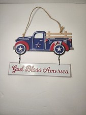 Patriotic Metal Wall Hanging Truck With God Bless America