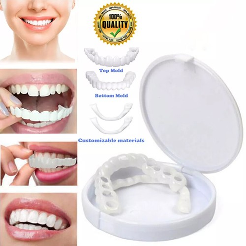 Juego de dientes postizos superior e inferior a presión carillas dentales dentaduras postizas cubierta dental falsa - Imagen 2 de 15
