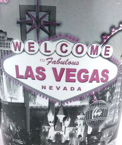 Welcome To Las Vegas 12 Unzen Tasse schwarz grau rosa Rosen Stadtszene Alloverdruck - Bild 5 von 14