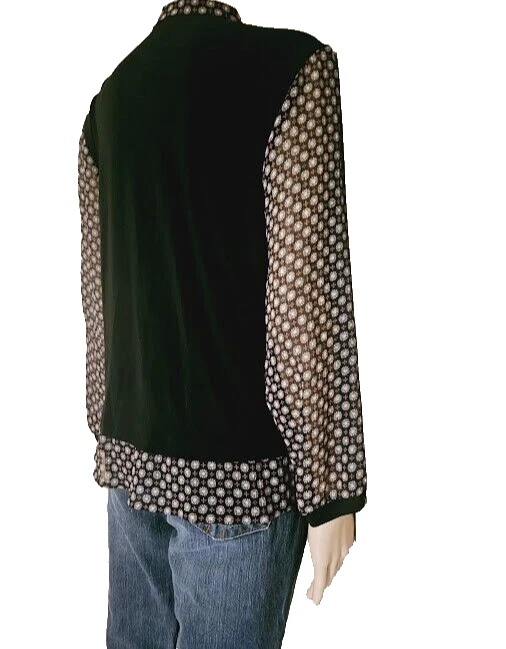 Blusa para mujer Claudia Richard negra manga larga cuello falso talla XL Foto 3 de 4