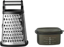 Gourmet 4-Sided Stainless Steel Box Grater for Fine, Medium and Coarse Grate,...