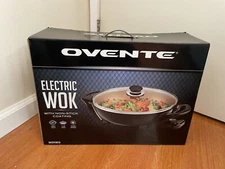 Ovente 13" Electric Wok, Nonstick Coating, Tempered Glass Lid, Copper, SK3113CO