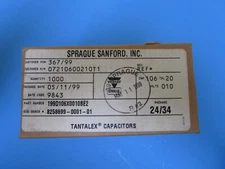 Vishay TANTALEX Capacitor 199D106X0010BE2  Box of 1000, Resin coated Radial-Lead