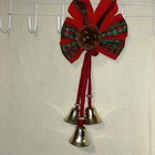 Christmas Bow Ribbons Gold & Pine Cone Bell Door Knob Hanger Holiday Decoration