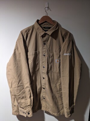 Rugged Flex Relaxed Fit Canvas Khaki XX-Large Fleece-Lined Snap-Front Jacket