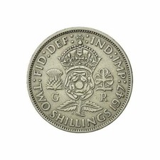 GREAT BRITAIN Florin - Two Shillings - 1947 coin vintage world UK & bonus cards