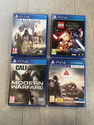 Eine Sammlung Ps4 Spiele, zwei leer. 