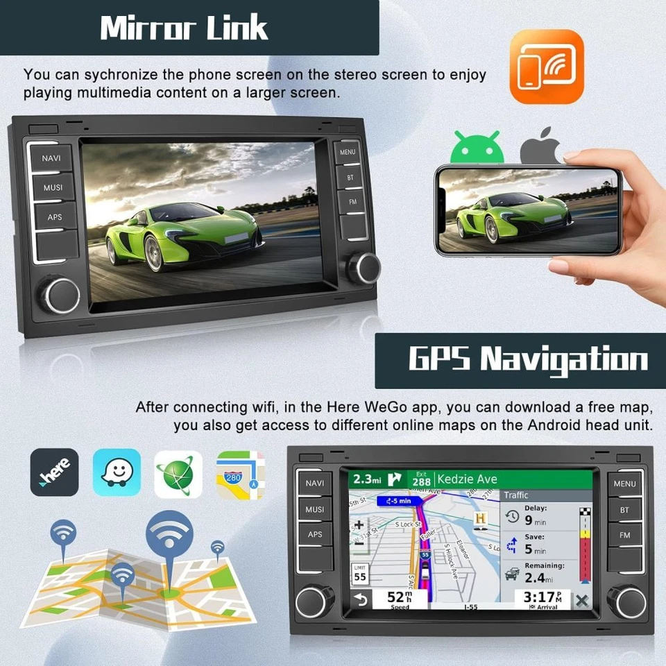 DAB+ 4+64GB CarPlay GPS Android 15 Autoradio BT Für VW Multivan V T5 Transporter - Bild 4 von 4