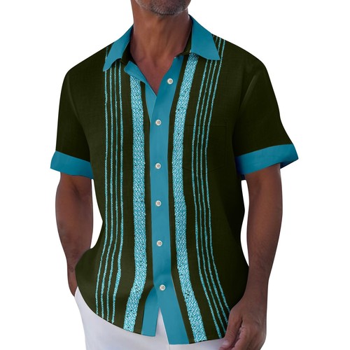 Men's Hawaiian Shirt, Short Sleeve Button Down Vintage Bowling Beach Shirts ๐ - Picture 2 of 42