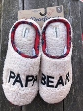 Dearfoams Slippers Papa Bears Mens Small 7-8 Oatmeal Retail 34 s-gray-34-17 