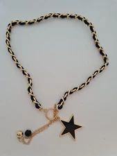 Gold and black velvet star charm choker necklace