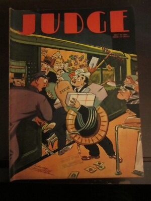 Judge Magazine May 1931 Crowded Train Passengers Satire Art Deco 49