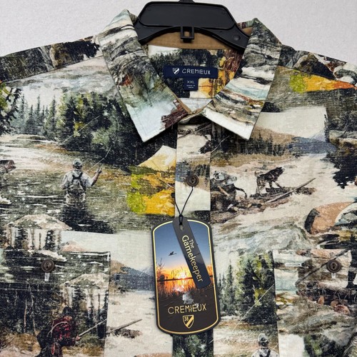 DANIEL CREMIEUX Shirt Men 2XL Flannel Gamekeeper Bird Hunting Dog Print NWT $125 - Picture 3 of 5