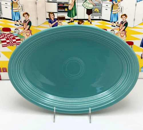 Fiesta Oval Platter Serving Dish Turquoise Blue 13 1/2" x 9 3/8"