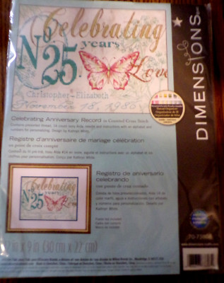 SU25 NEW DIMENSIONS ''CELEBRATING ANNIVERSARY RECORD'' #70-73808 CROSS STITCH KIT
