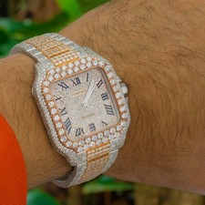 Cartier Santos Large 40mm WSSA0018 Two Tone Iced Out 25 CT 2