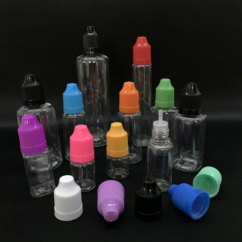 PET Plastic Dropper Eye Empty Squeeze Essentical Bottles Long Tip Cap + Funnels - Picture 3 of 4
