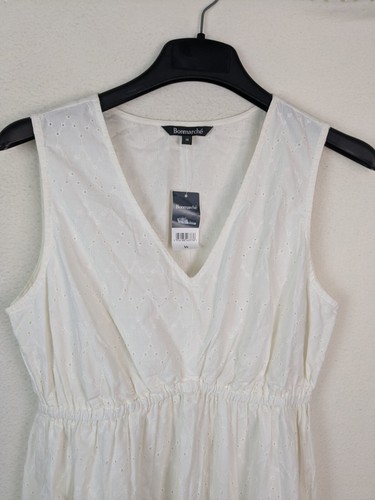 Bonmarche Ladies broderie casual tiered dress size 14 white v-neck New - Picture 3 of 10