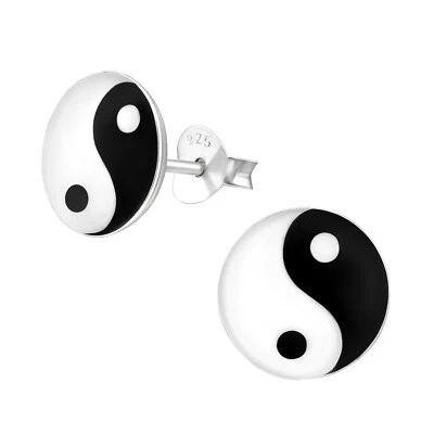 Yin-Yang Kinder Ohrringe 925 Silber für Mädchen Ohrstecker Schmuck Geschenk - Bild 1 von 4