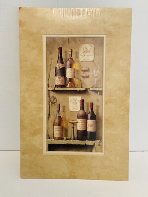 Wine Bottles Fabrice De Villeneuve 14 x 9 Inch Matted Art Print New Sealed