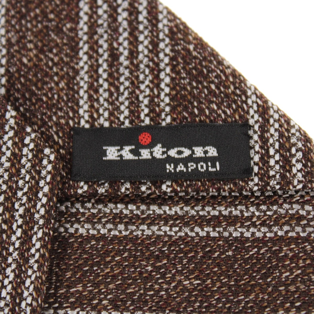 KITON 7-FOLD SILK TIE BROWN REGIMENTAL STRIPES – Michi D'Amato