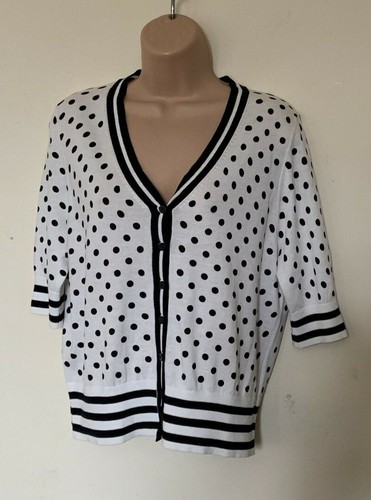 Polka Dot Spotty Cotton Cardigan Size 