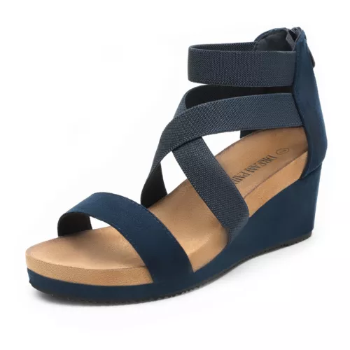 Women Casual Platform Wedge Sandals Open Toe Back Zipper Dress Shoes - Picture 17 of 28