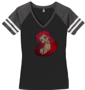 Women S Ariel Little Mermaid T Shirt Disney Ladies Tee Shirt S 4xl Bling V Neck Ebay