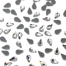 12 Swarovski 2300 Teardrop Flatback HOTFIX iron-on 8mm x 4.8mm clear CRYSTAL 001