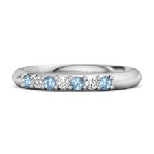 Eternity 2MM Round Swiss Blue Topaz 925 Sterling Silver Stackable Women Ring