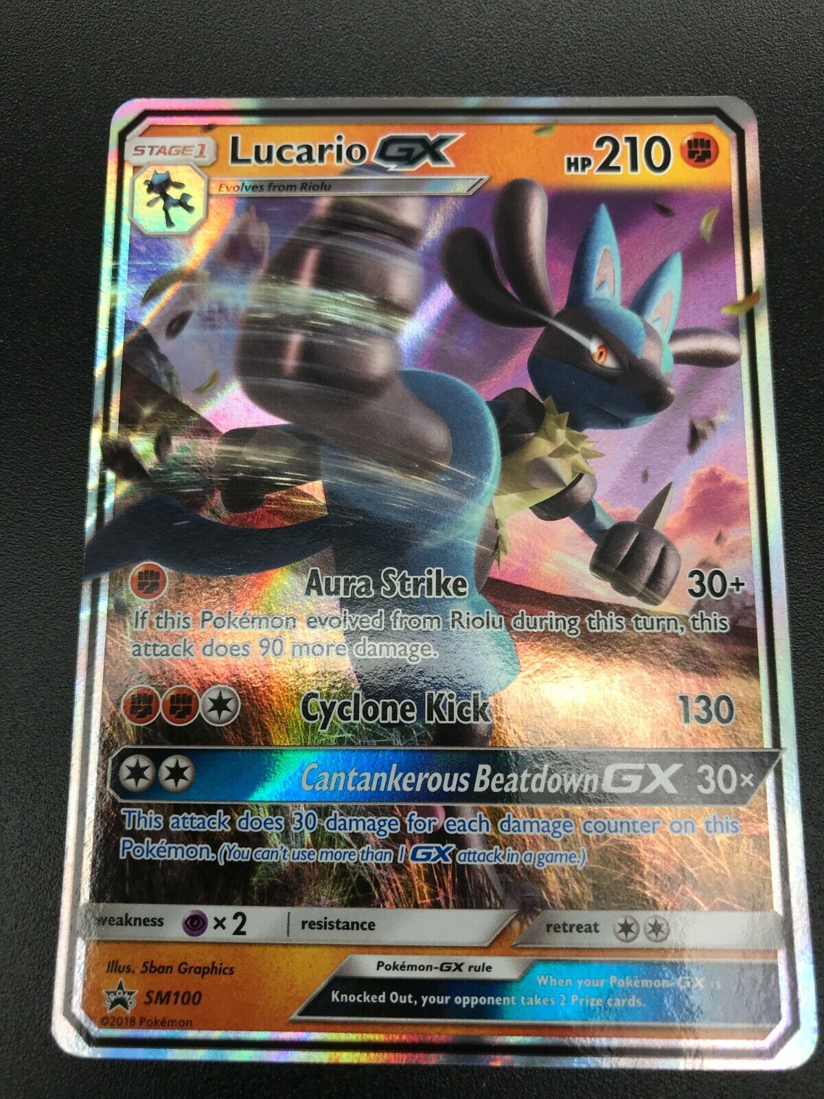 Lucario GX Pokemon Card Custom Made Shiny Holo Card 