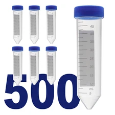 50mL Conical Polypropylene Centrifuge Tubes, Screw Caps & White Graduation