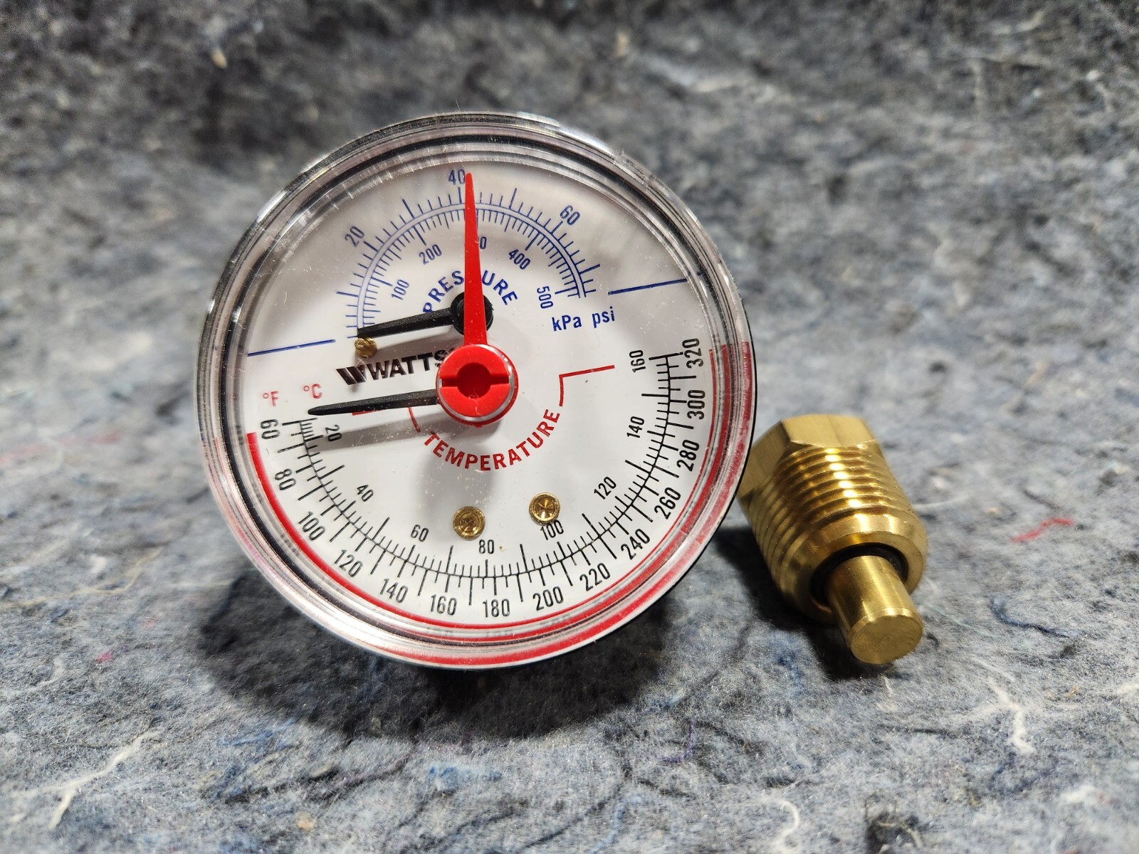 Rinnai E/Q Series 807000081 T&P Temperature/Pressure Gauge 1/4 NPT & Lock 1/2"