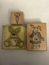 Bunny Rabbit Carrot Acrylic & Wood Mounted Rubber Stamps